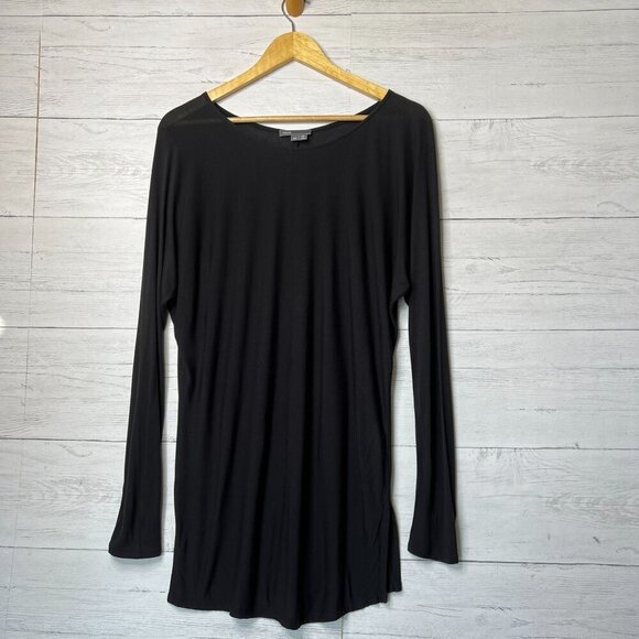 Vince Top Womens Size S/P Black Long Sleeve Silk Blend Minimalist Leisurewear - Picture 3 of 15